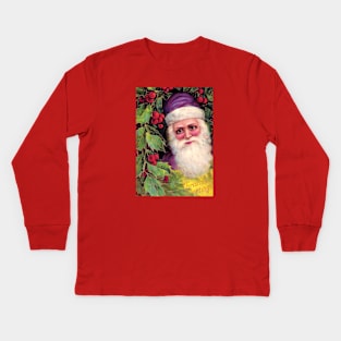 Vintage Santa Christmas Greetings Kids Long Sleeve T-Shirt